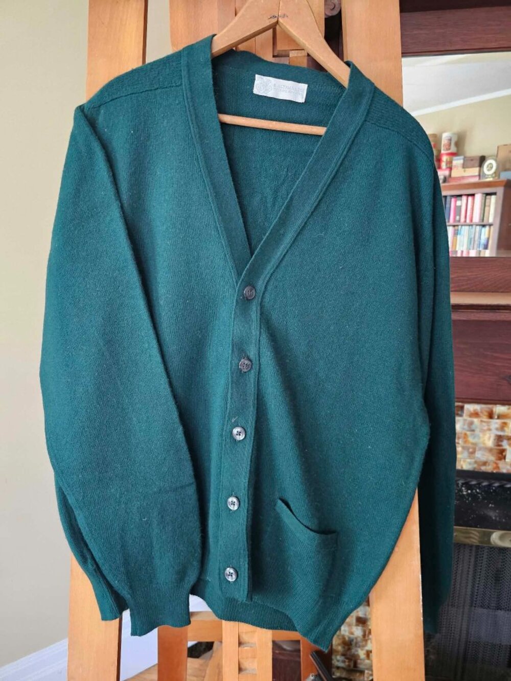 Men's B Altman Hunter green vintage cashmere cardigan eclectic grandpa